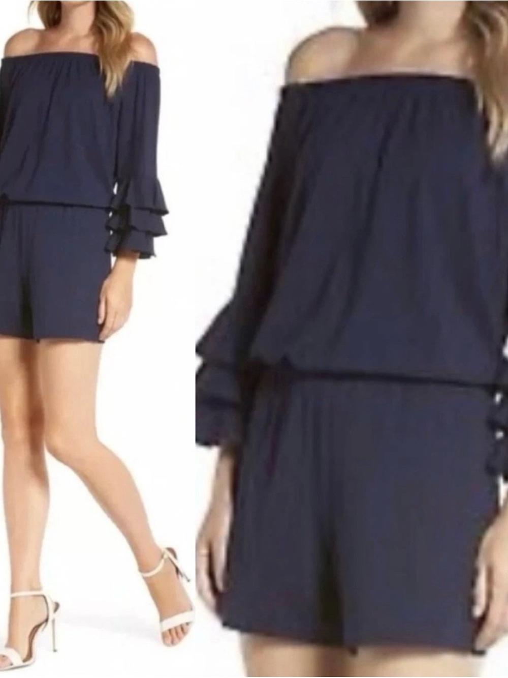 Lilly Pulitzer -Shoulder Navy Romper